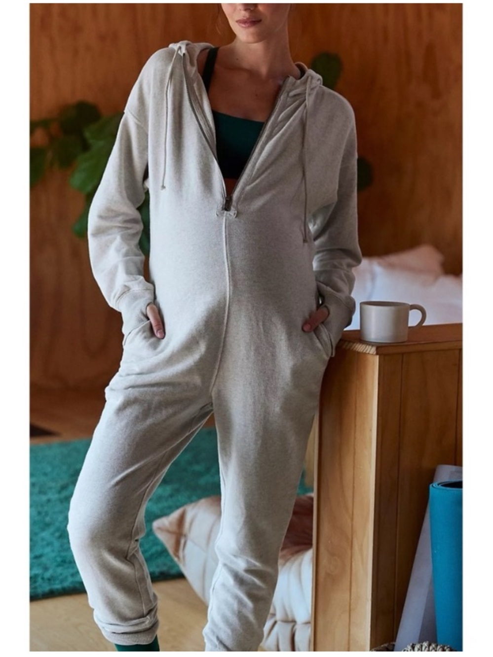 NWT! Free People FP Movement Warm Up Jumpsuit Maternity - Size XL - Heather Grey